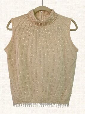 Mandarin Arts Vintage Beaded Knit Shell
